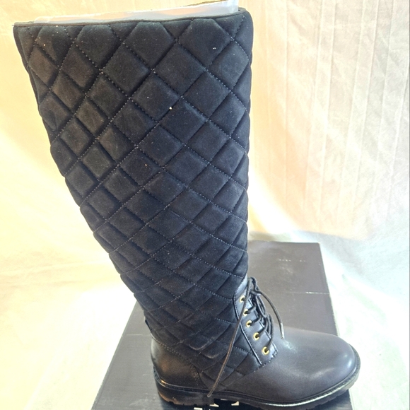 Lauren Ralph Lauren Hollie II Tall Riding Boots Womens 5.5 Black Quilted New - Picture 3 of 6